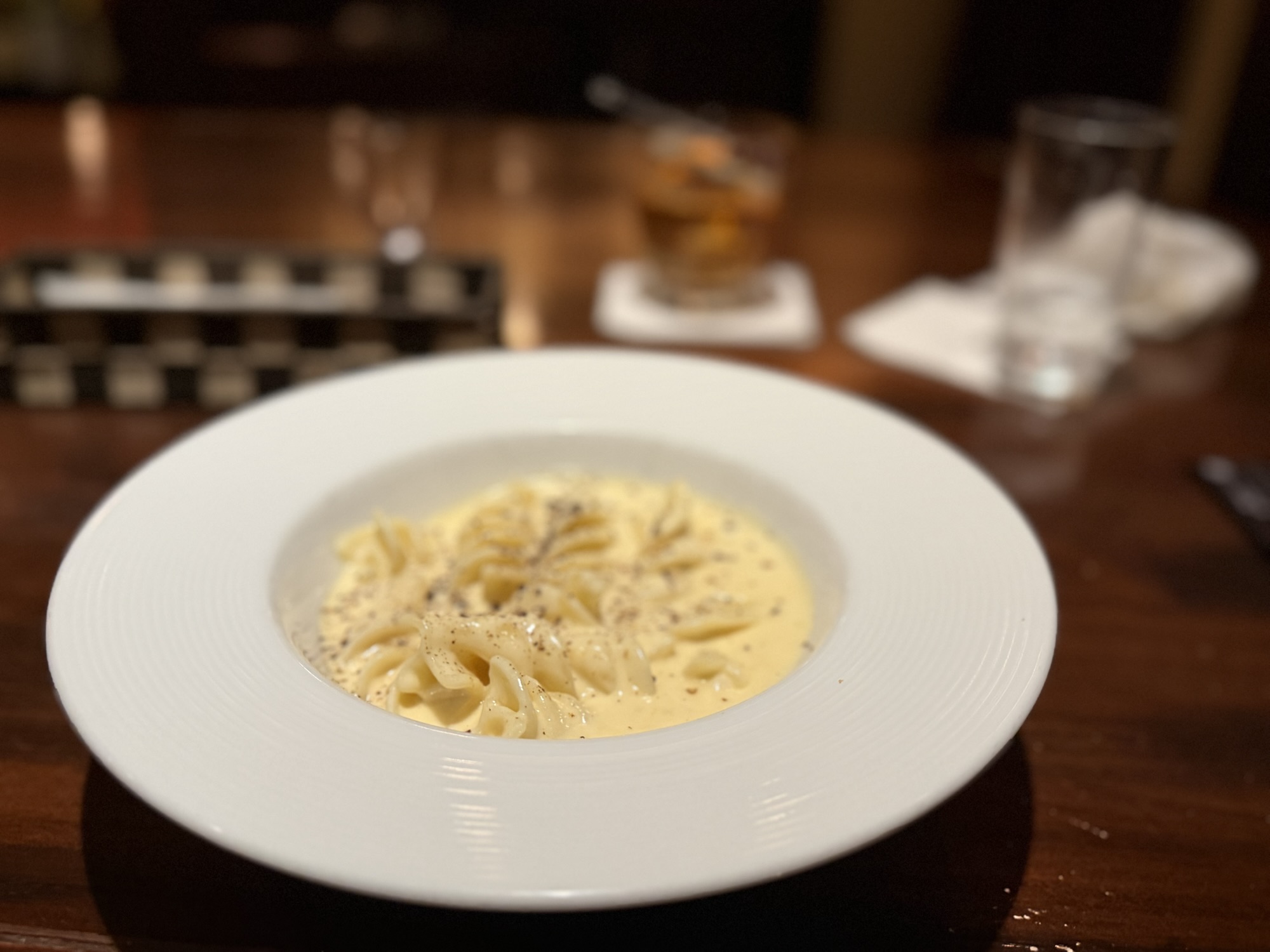京都のバーK6のクリームパスタ